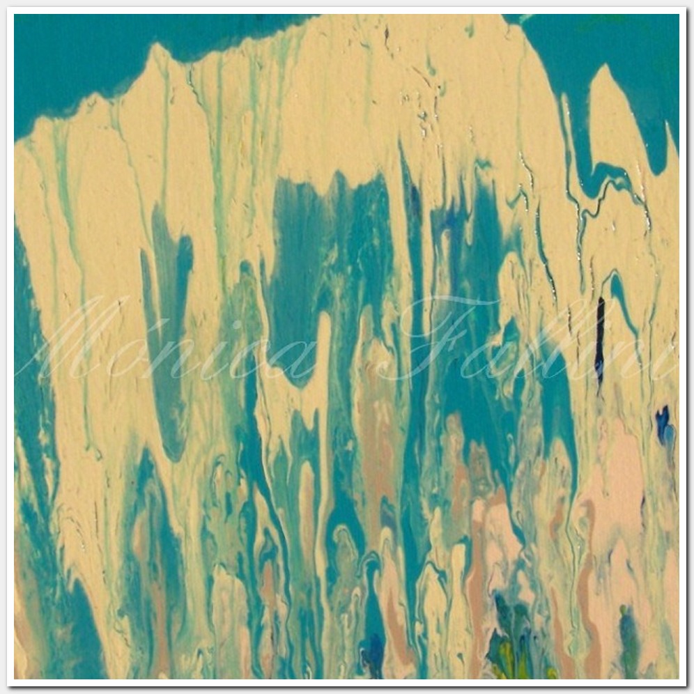 Painting titled 'Abstraction, blue fusion.' by Monica Fallini