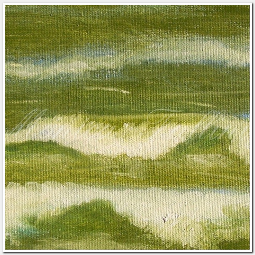 Painting titled 'Galveston XX, green waters, surf study' by Monica Fallini