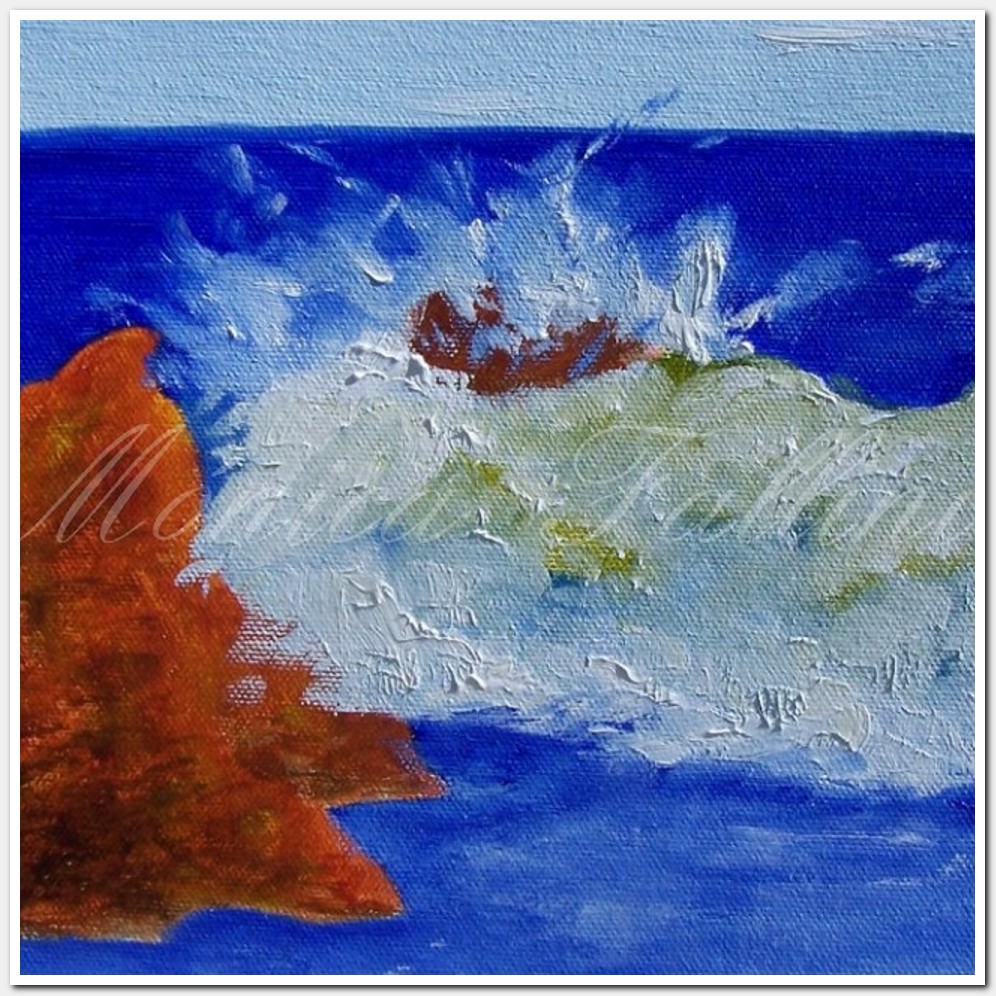Painting titled 'Cuchilla Alta XIV, surf and rocks.' by Monica Fallini