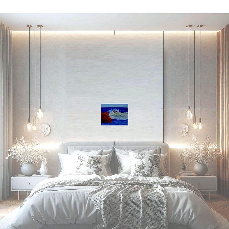 Painting titled 'Cuchilla Alta XIV, surf and rocks.' by Monica Fallini