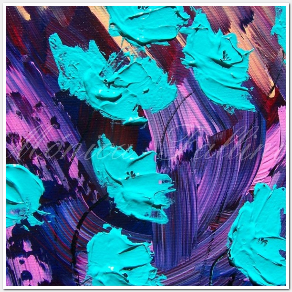 Painting titled 'Blueish-green poppies, daily # 9' by Monica Fallini
