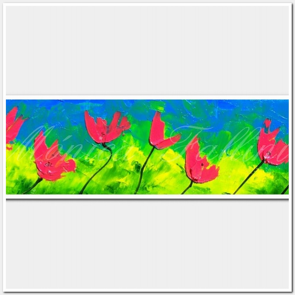 Painting titled 'Strong winds, happy Poppies, daily # 13' by Monica Fallini