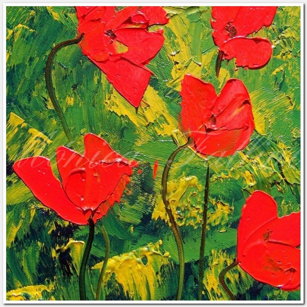 Painting titled 'Red Poppies, daily # 14' by Monica Fallini