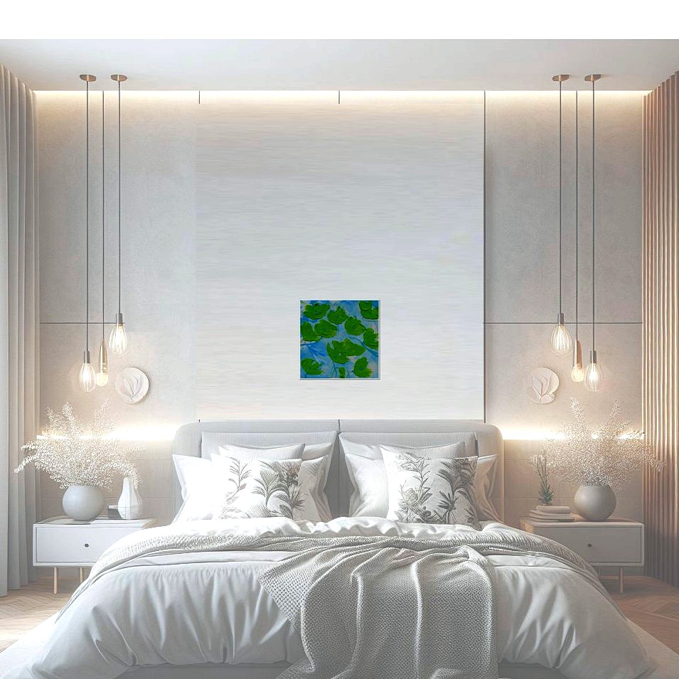 Painting titled 'Green Poppies' by Monica Fallini