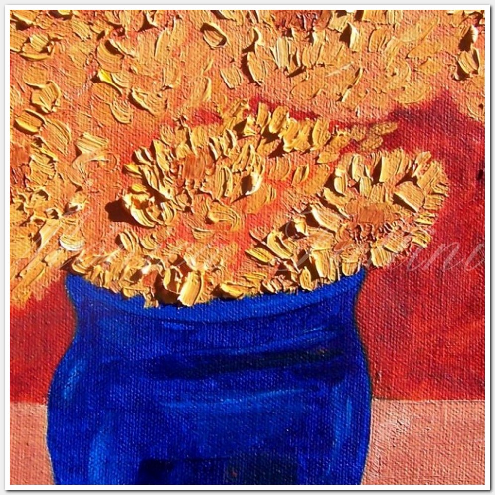 Painting titled 'Flower bouquet, blue vase' by Monica Fallini