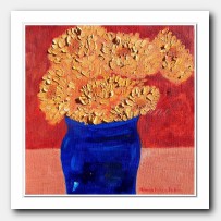 Flower bouquet, blue vase