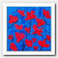 Red Poppies on blue 