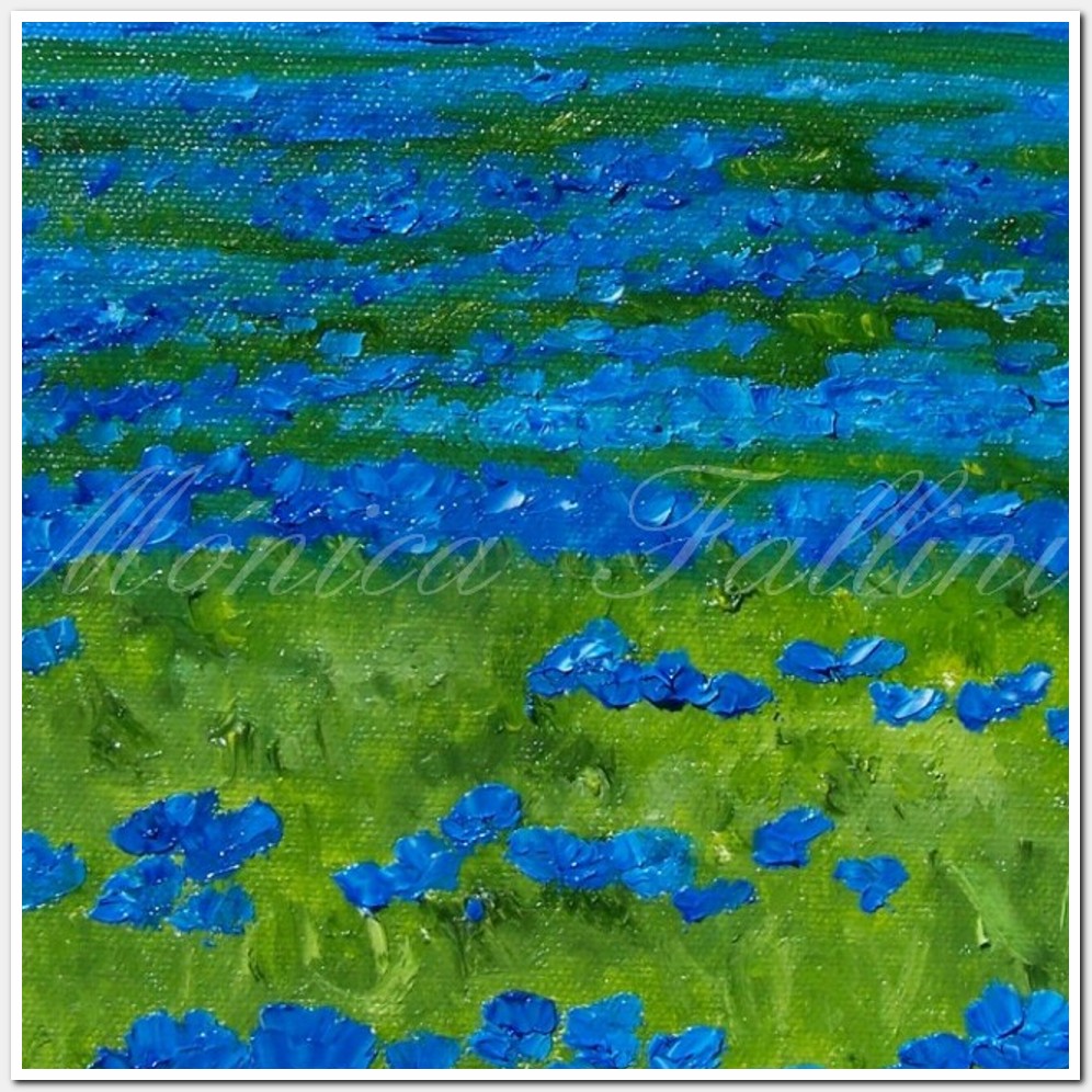 Painting titled 'Blue Poppies' field # 4' by Monica Fallini