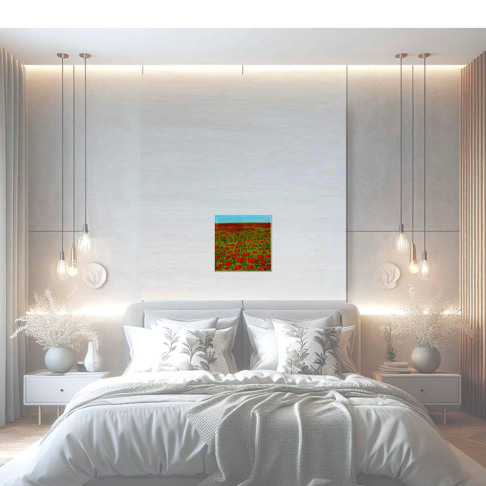 Painting titled 'Red Poppies field' by Monica Fallini