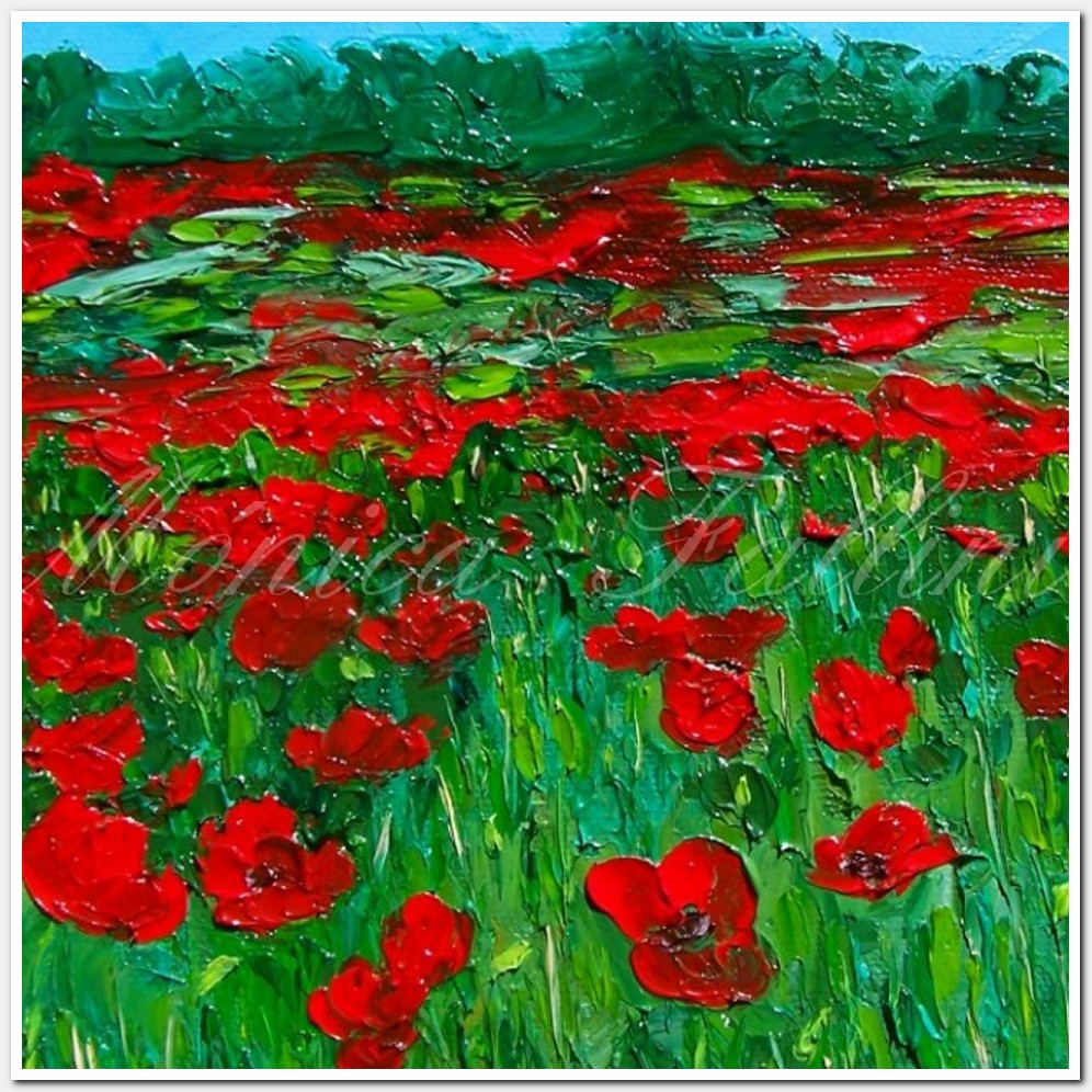 Painting titled 'Red poppies field # 2' by Monica Fallini