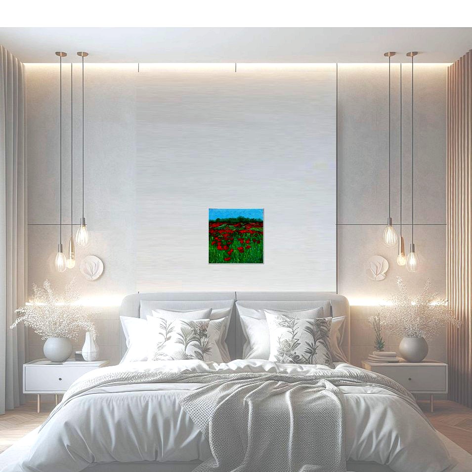 Painting titled 'Red poppies field # 2' by Monica Fallini