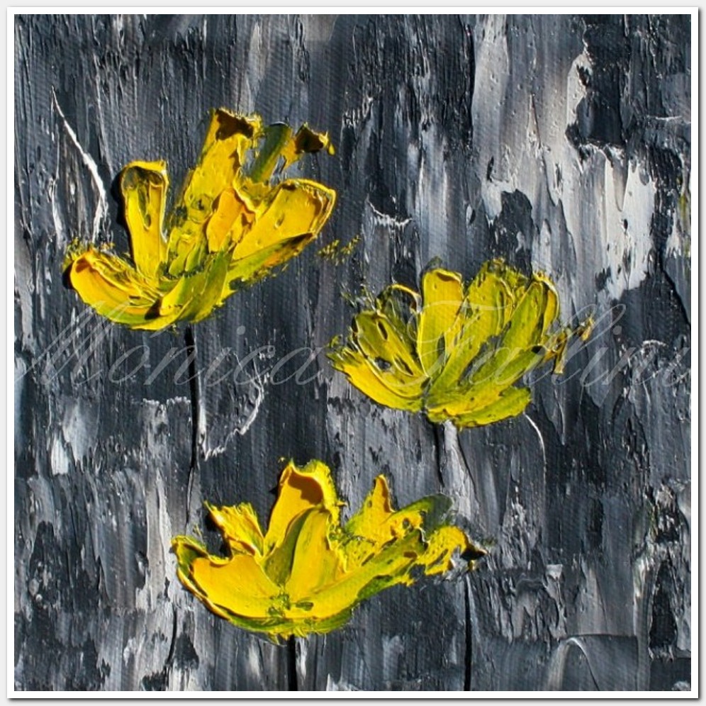 Painting titled 'Yellow Poppies in the city  II' by Monica Fallini