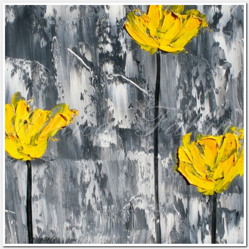 Painting titled 'Yellow Poppies in the city # 3' by Monica Fallini