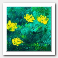 Yellow Poppies on green