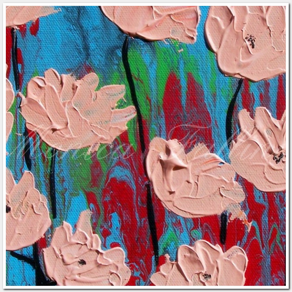 Painting titled '10 Poppies, pink Poppies' by Monica Fallini