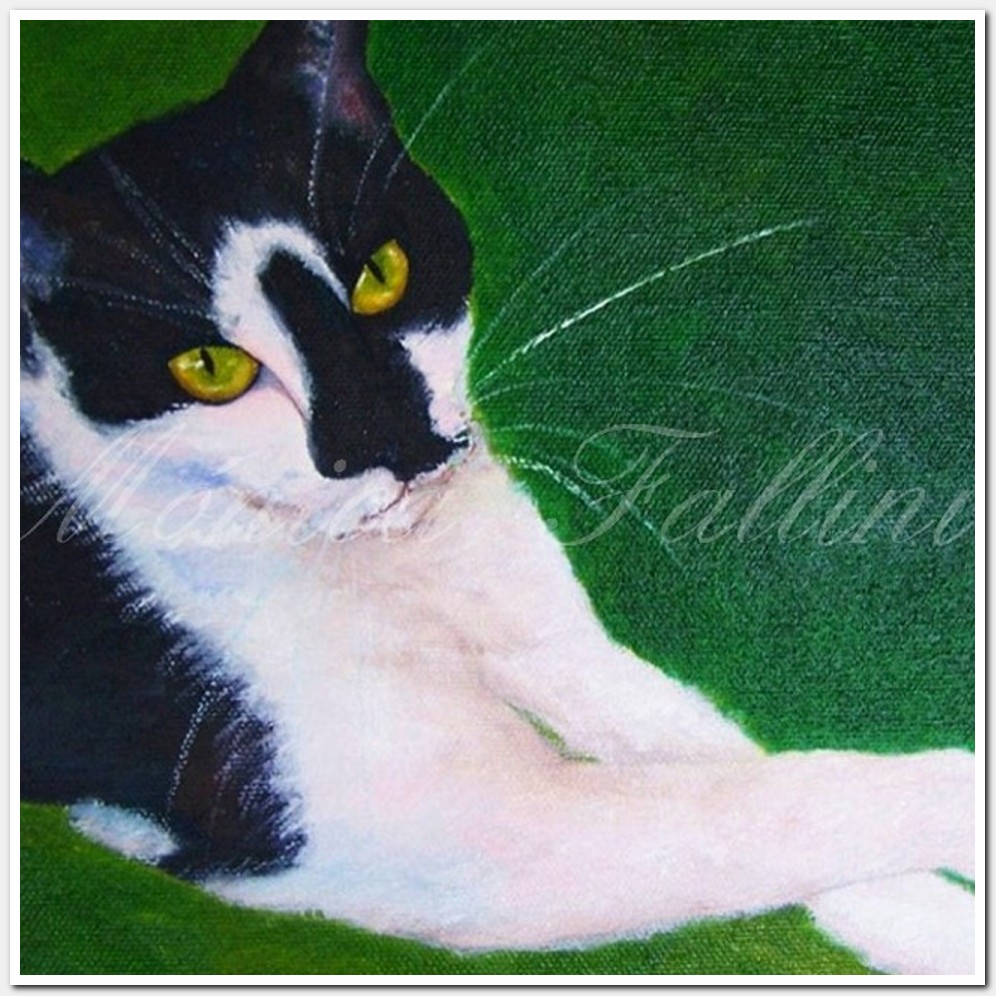 Painting titled 'Delilah - Cat portrait' by Monica Fallini