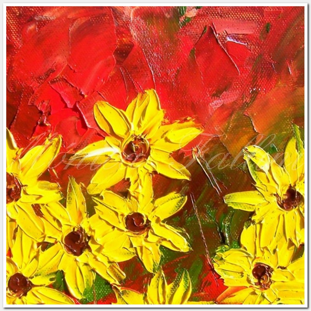 Painting titled 'Landscape with Sunflowers # IV' by Monica Fallini