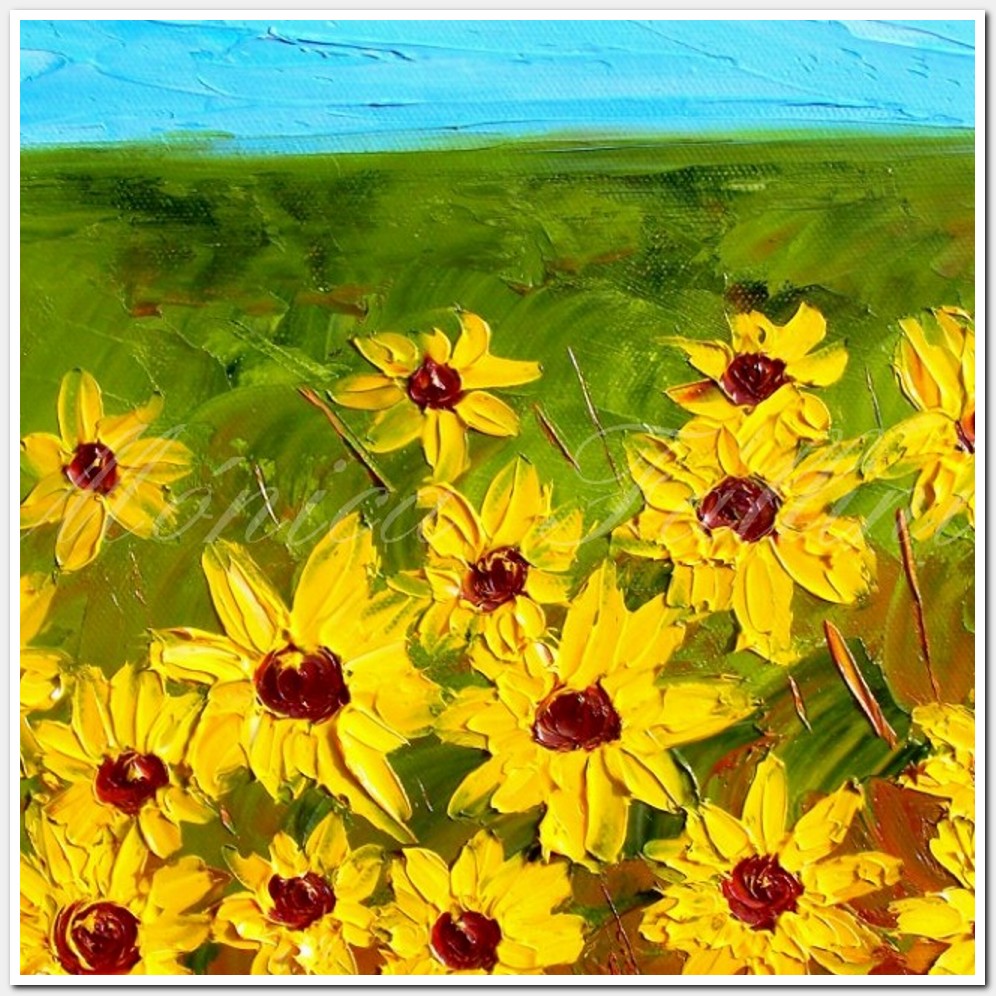 Painting titled 'Landscape with Sunflowers # V' by Monica Fallini