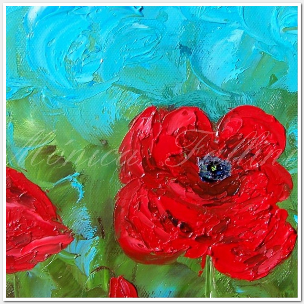 Painting titled '3 red Poppies ' by Monica Fallini