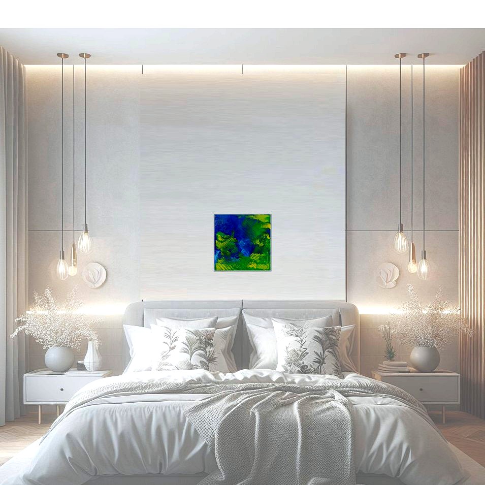 Painting titled 'The grid, abstraction' by Monica Fallini