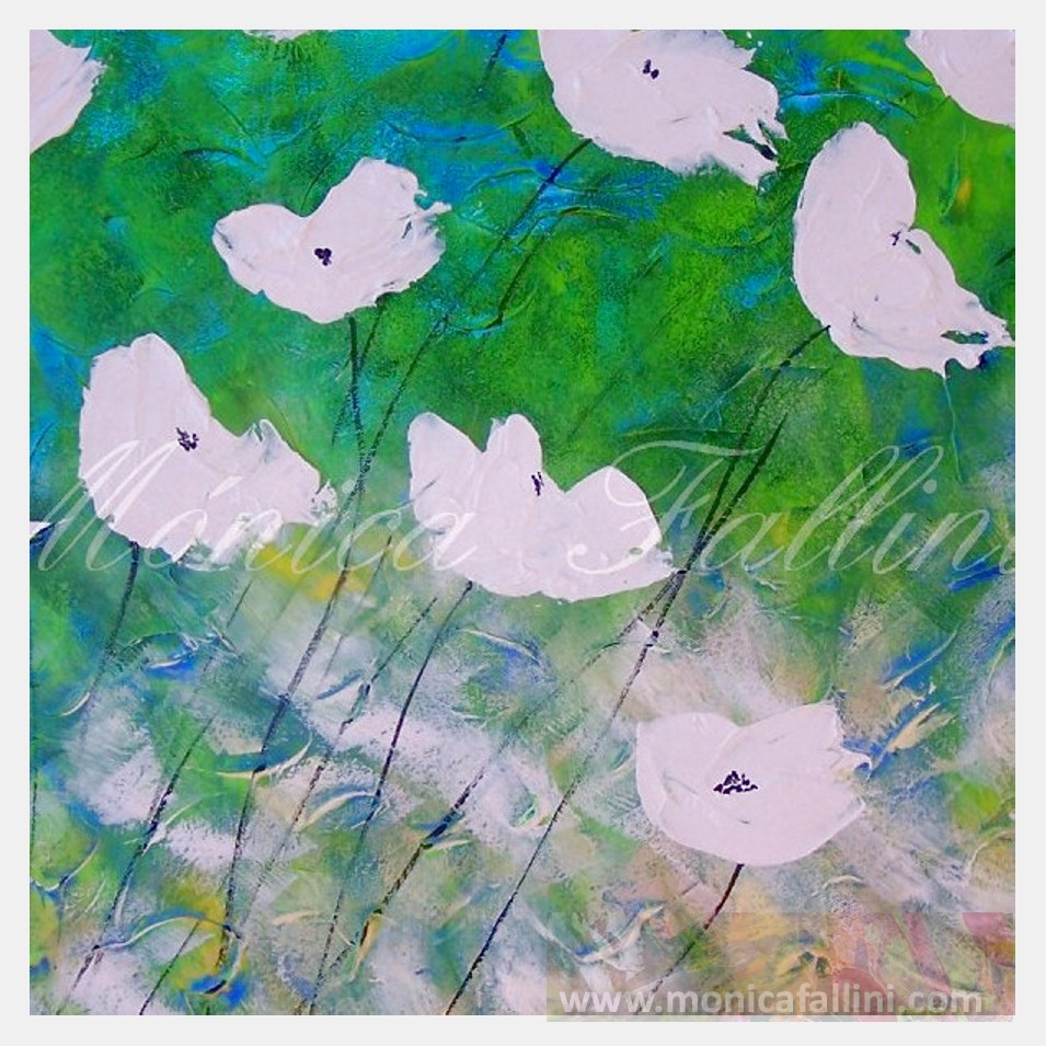 Painting titled 'Poppies of light, reborn' by Monica Fallini