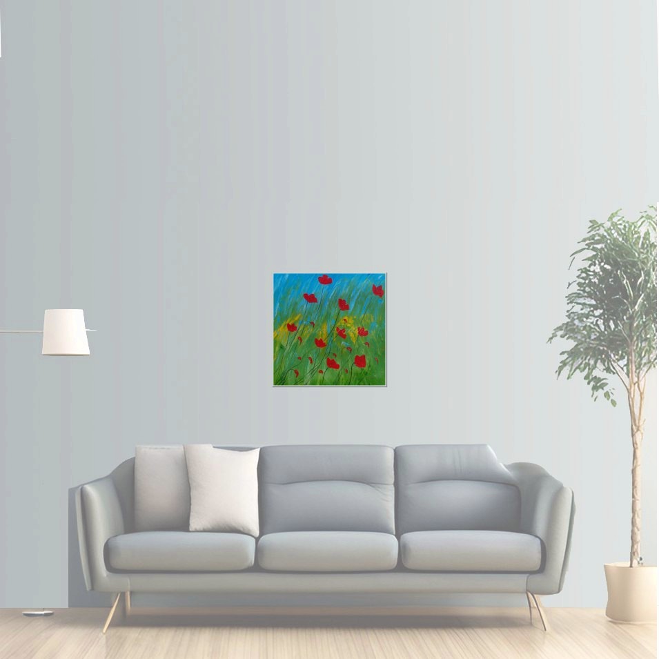 Painting titled 'Windy days red Poppies' by Monica Fallini