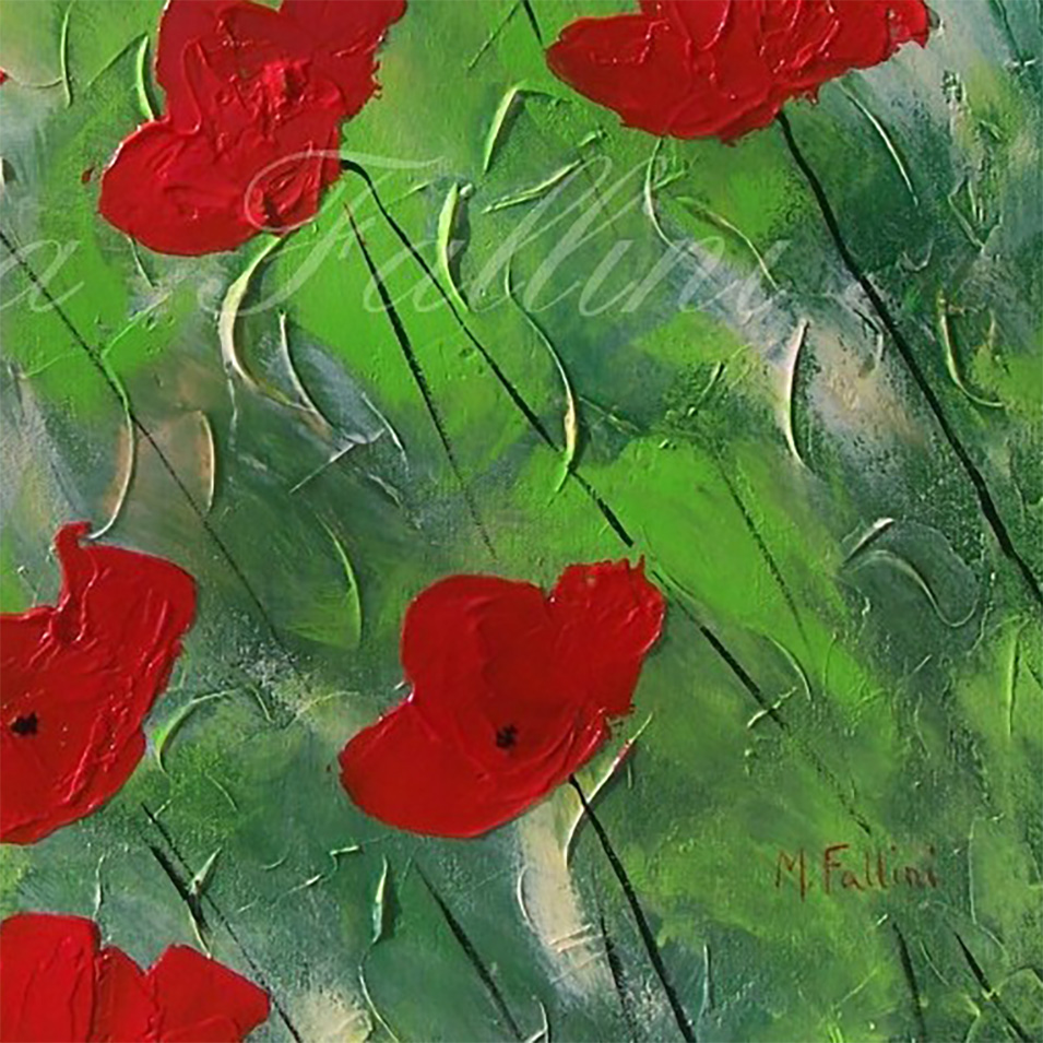 Painting titled 'Windy days red Poppies' by Monica Fallini