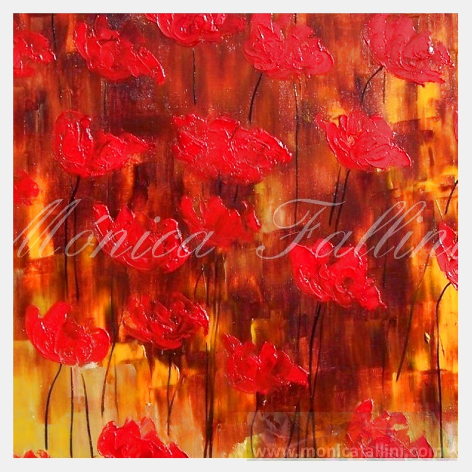 Painting titled 'Red Poppies' Nostalgia ' by Monica Fallini