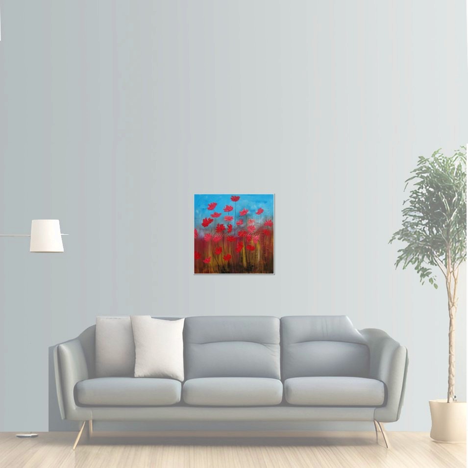 Painting titled 'Late Winter Poppies' by Monica Fallini