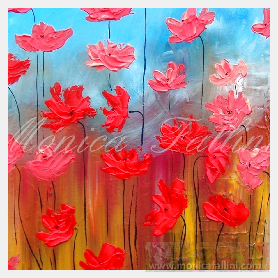 Painting titled 'Late Winter Poppies' by Monica Fallini