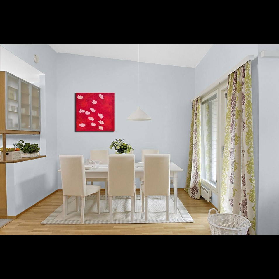 Painting titled 'Poppies on red. Pink Poppies' by Monica Fallini