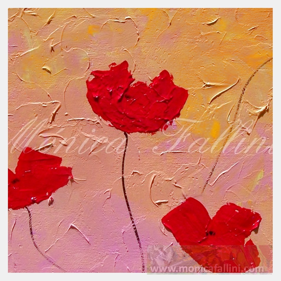 Painting titled 'Dancing Poppies, red Poppies' by Monica Fallini