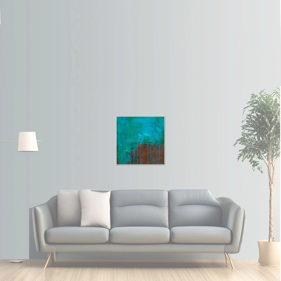 Painting titled 'Rock formations under the sea' by Monica Fallini