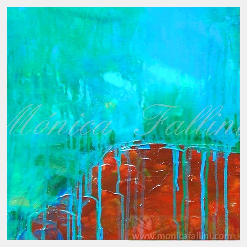 Painting titled 'Rock formations under the sea' by Monica Fallini
