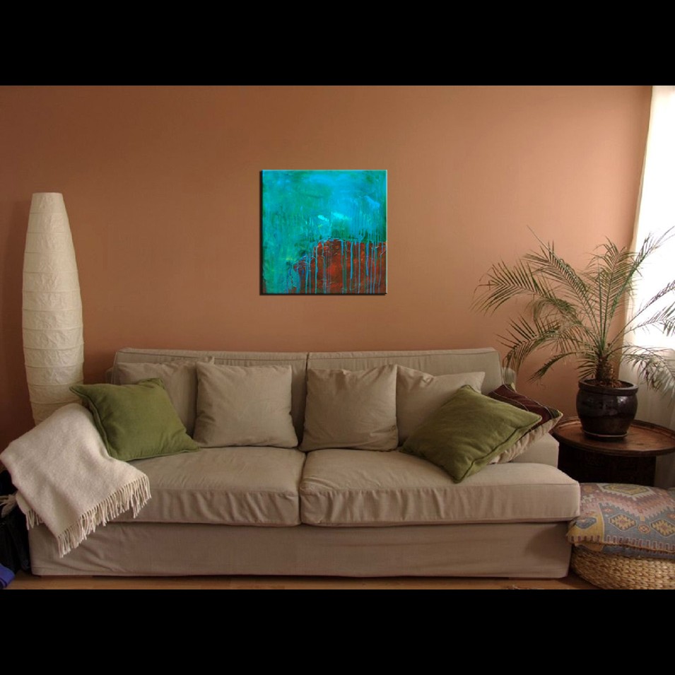 Painting titled 'Rock formations under the sea' by Monica Fallini