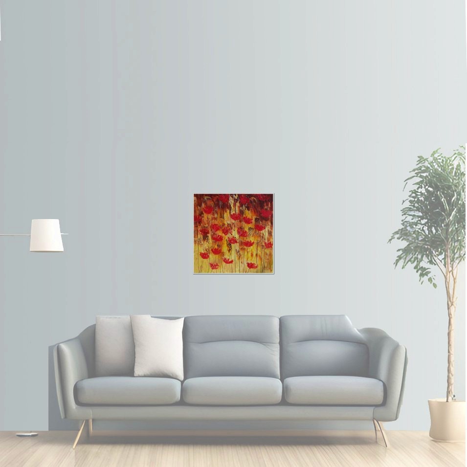 Painting titled 'Red Poppies Nostalgia 2' by Monica Fallini