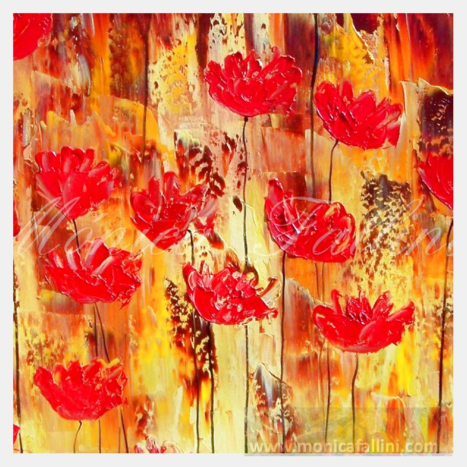 Painting titled 'Red Poppies Nostalgia 2' by Monica Fallini