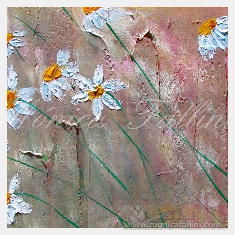 Painting titled 'Daisies on a windy day.' by Monica Fallini