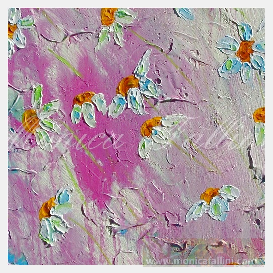 Painting titled 'Daisies on a windy day # 2. ' by Monica Fallini