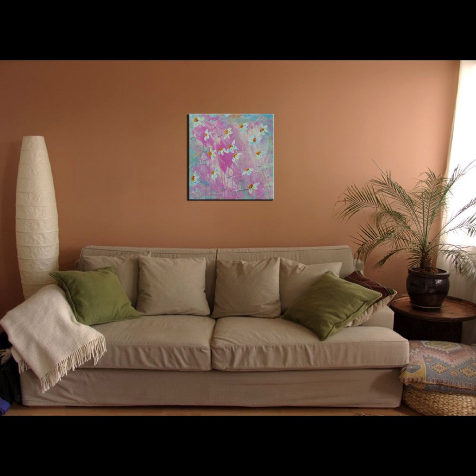 Painting titled 'Daisies on a windy day # 2. ' by Monica Fallini