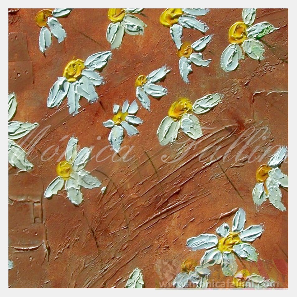 Painting titled 'Daisies on a windy day # 3.' by Monica Fallini
