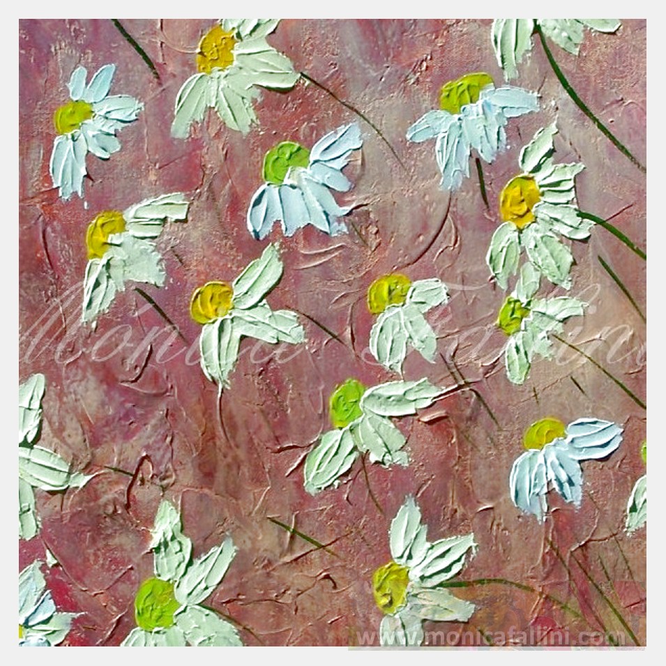 Painting titled 'Daisies on a windy day # 4.' by Monica Fallini