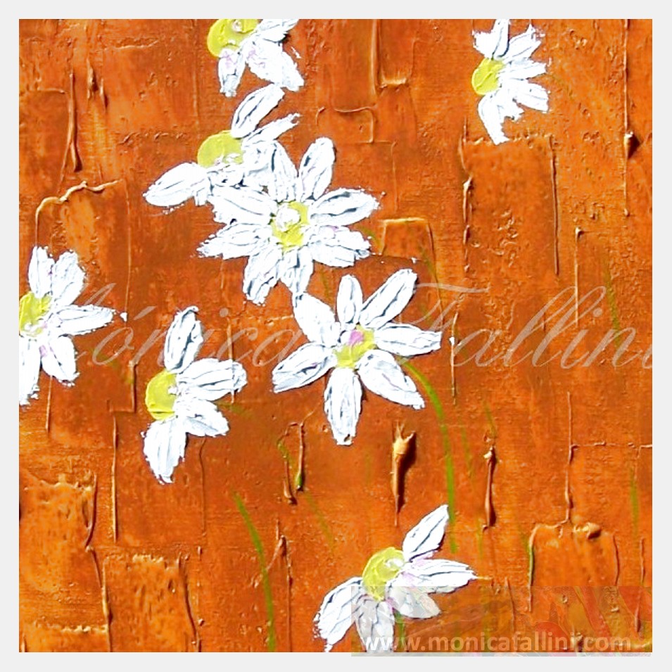 Painting titled '8 Daisies. ' by Monica Fallini