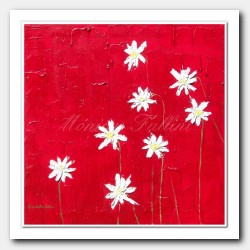 8 Daisies on red. 