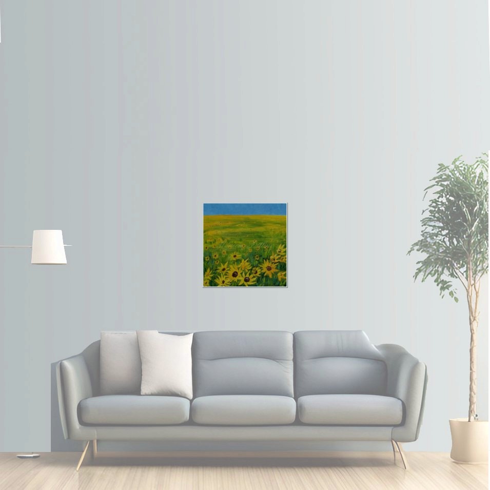 Painting titled 'Sunflowers field III' by Monica Fallini