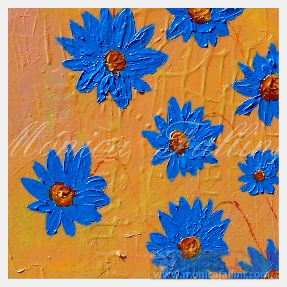 Painting titled 'Blue Daisies' by Monica Fallini