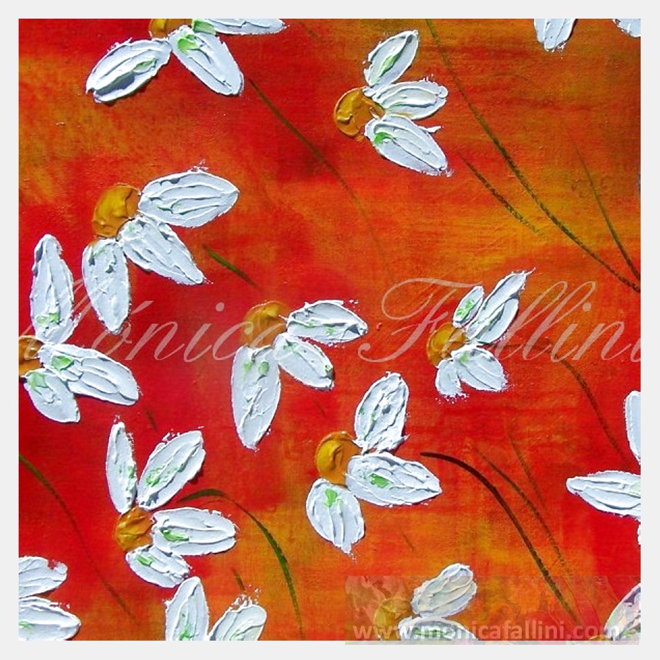 Painting titled 'Sunset Daisies. White Daisies' by Monica Fallini