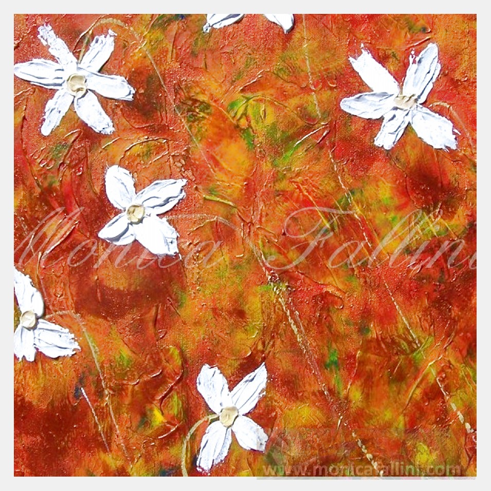 Painting titled 'Floral on bronze' by Monica Fallini