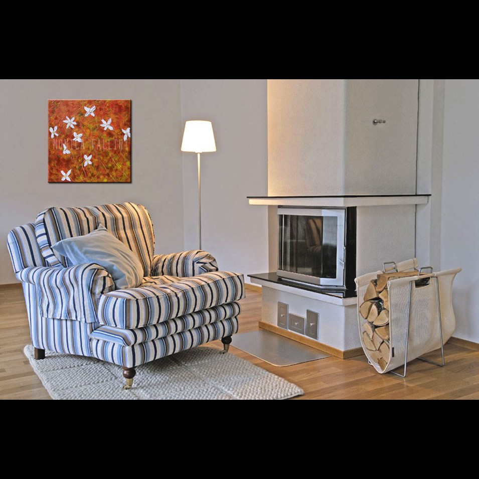 Painting titled 'Floral on bronze' by Monica Fallini