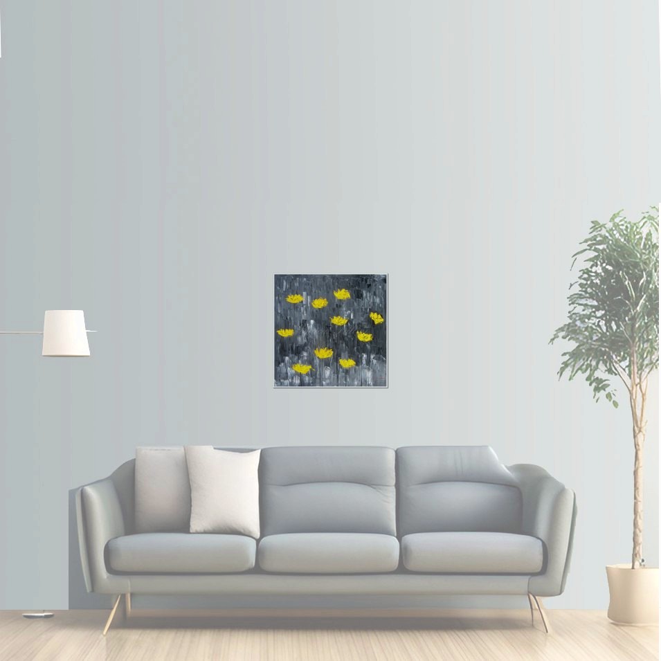 Painting titled 'Yellow Poppies in the city # 4' by Monica Fallini